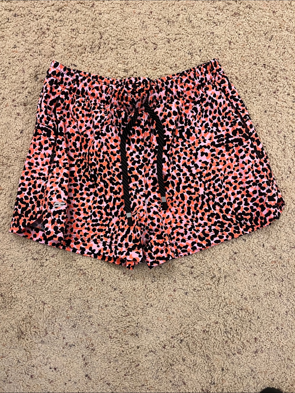 Fabletics Pink and Orange Leopard Athletic Lounge Shorts